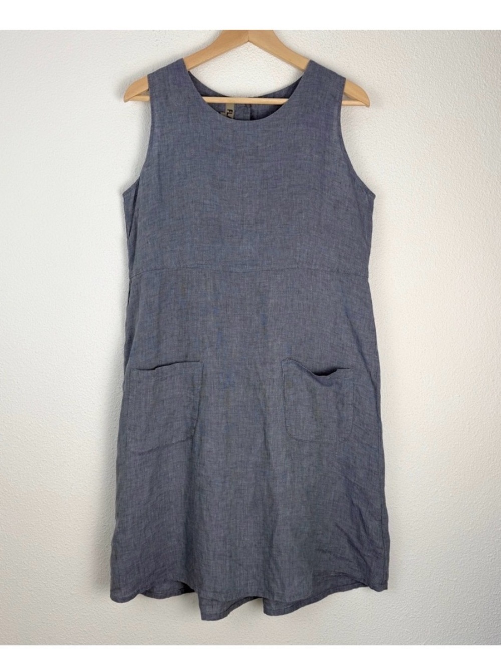 Flax 100% Linen Tank Sleeveless Dress Lagenlook Small - Picture 3 of 5